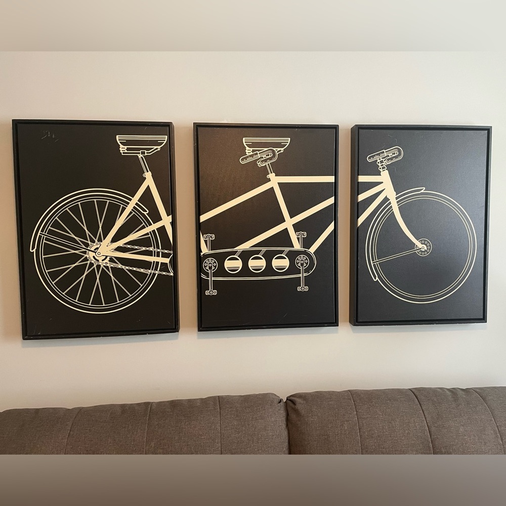 Vintage Bike Framed Canvas Triptych